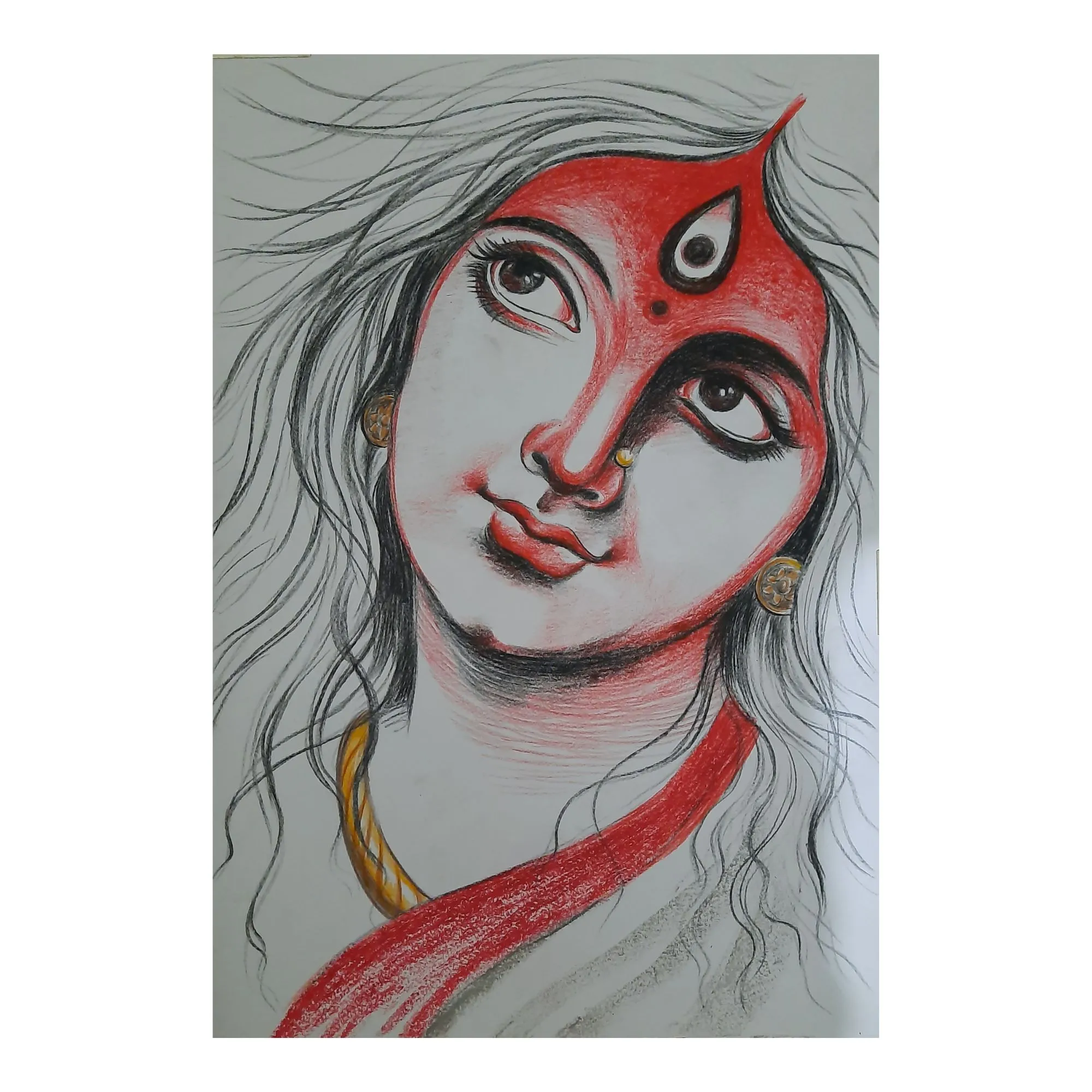 Artistic Durga Maa drawing