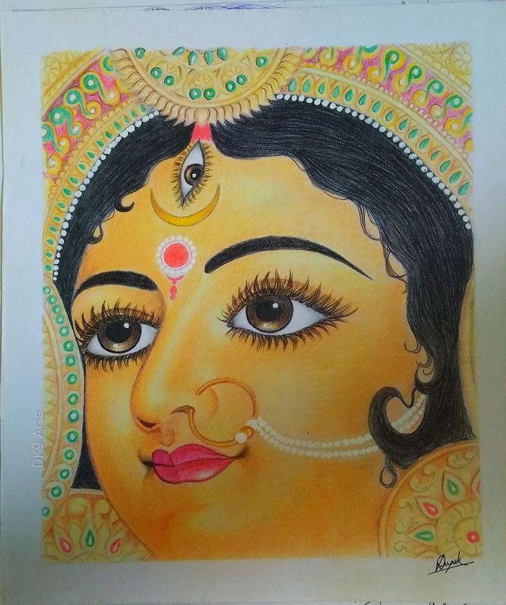 Artistic Durga Maa drawing